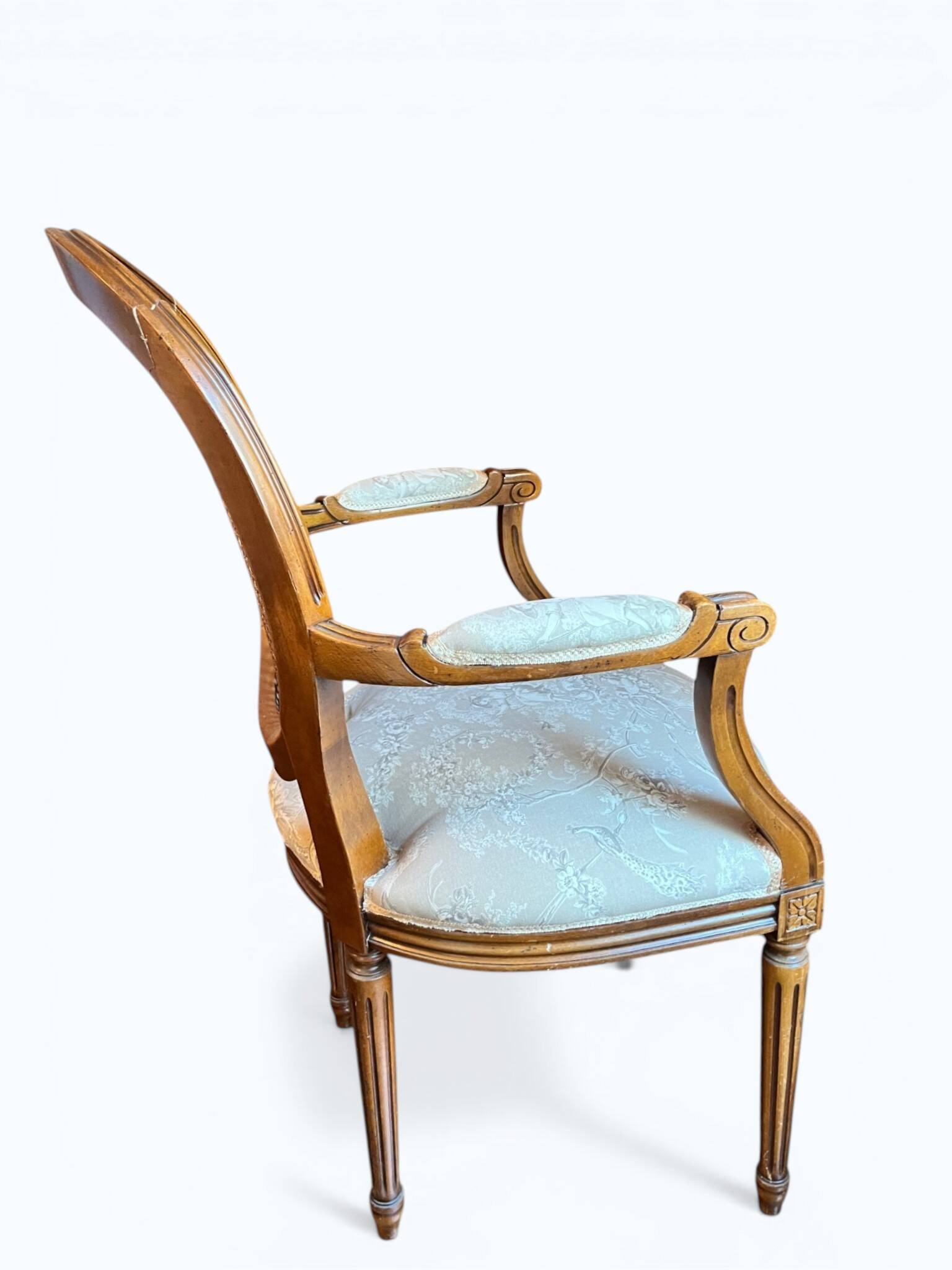 Louis XVI style medallion armchair with caning, 20th century.