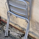 Table Tolix, industrial design, and its 3 folding chairs, designed by Xavier Pauchard