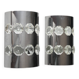 Set of 2 chromed / glass sconces by Oscar Torlasco, 1970s, Italy.