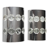 Set of 2 chromed / glass sconces by Oscar Torlasco, 1970s, Italy.