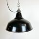 Industrial Black Enamel Factory Lamp with Cast Iron Top, 1950s