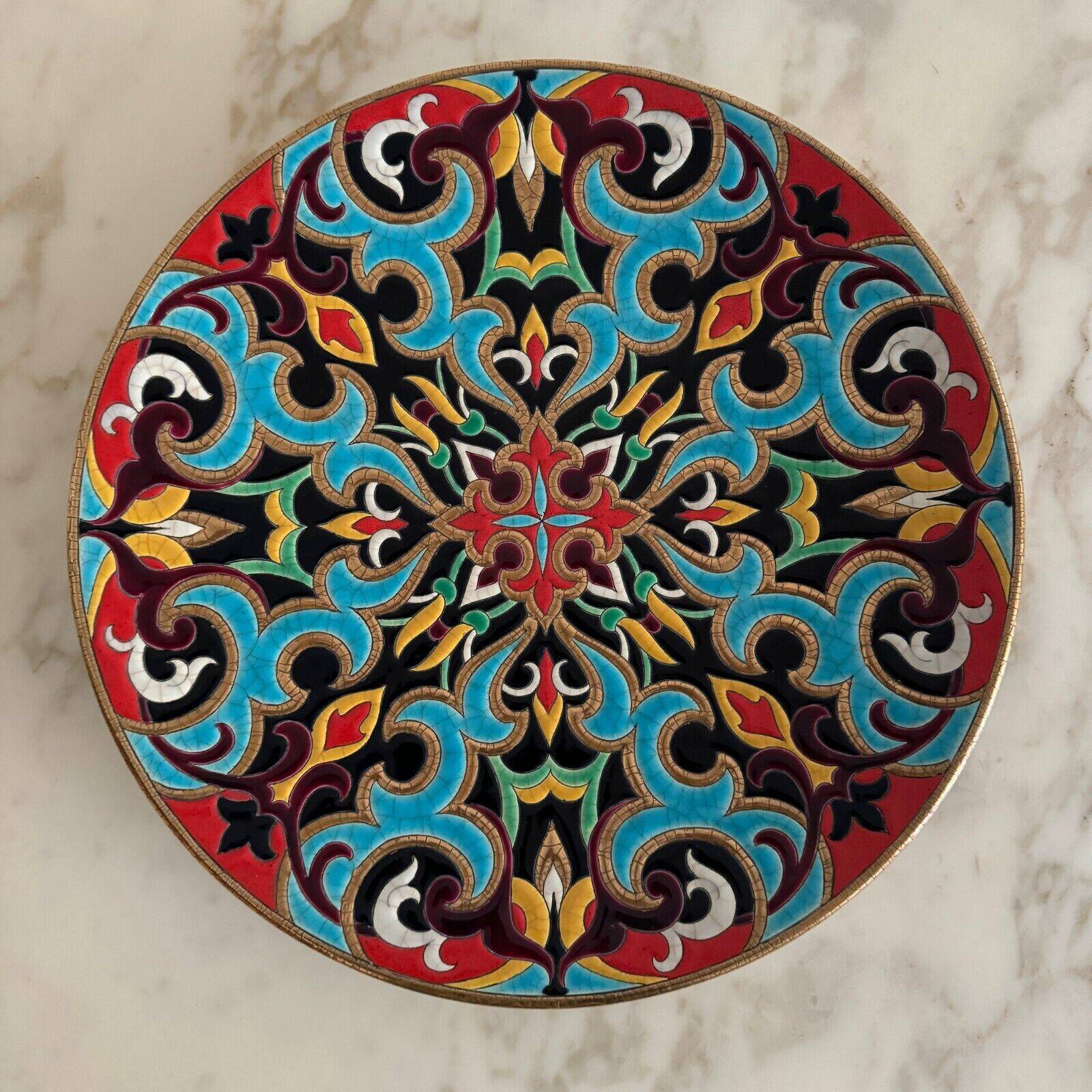 Longwy enamel dish Arabesques creation by P. Mignon