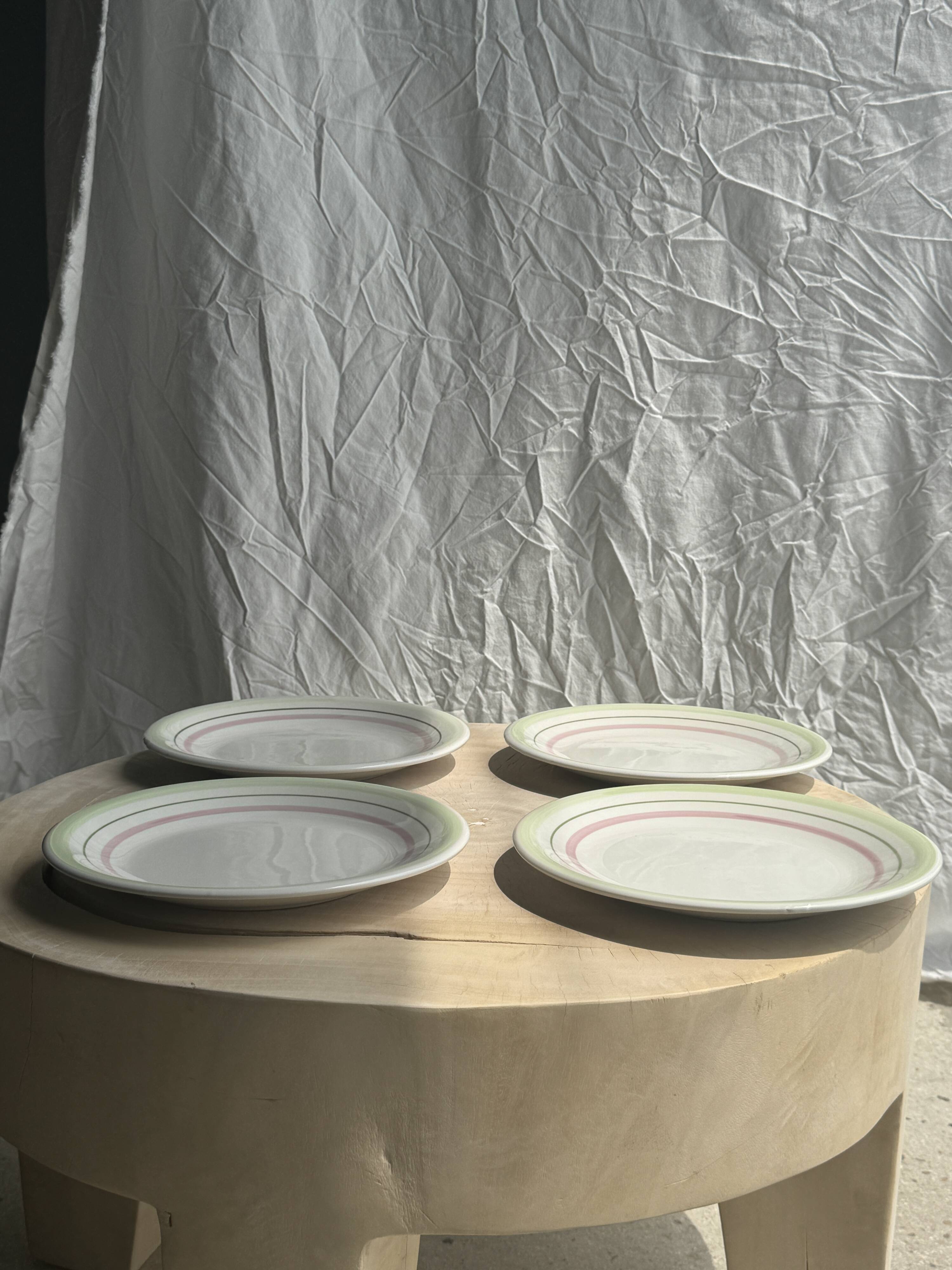 Set of 12 green and pink Italian plates