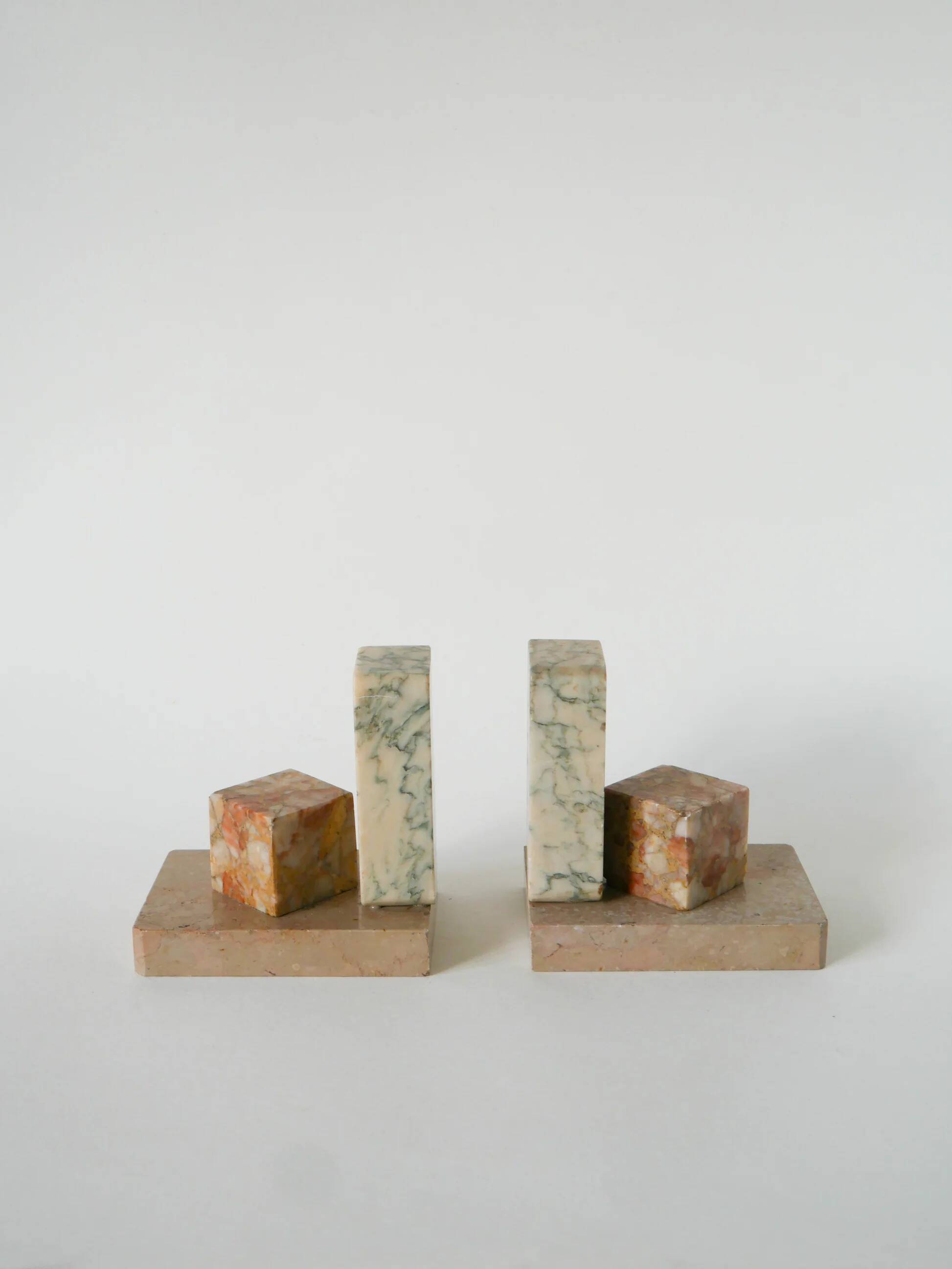 Pair of marble bookends, Domino model, 1950