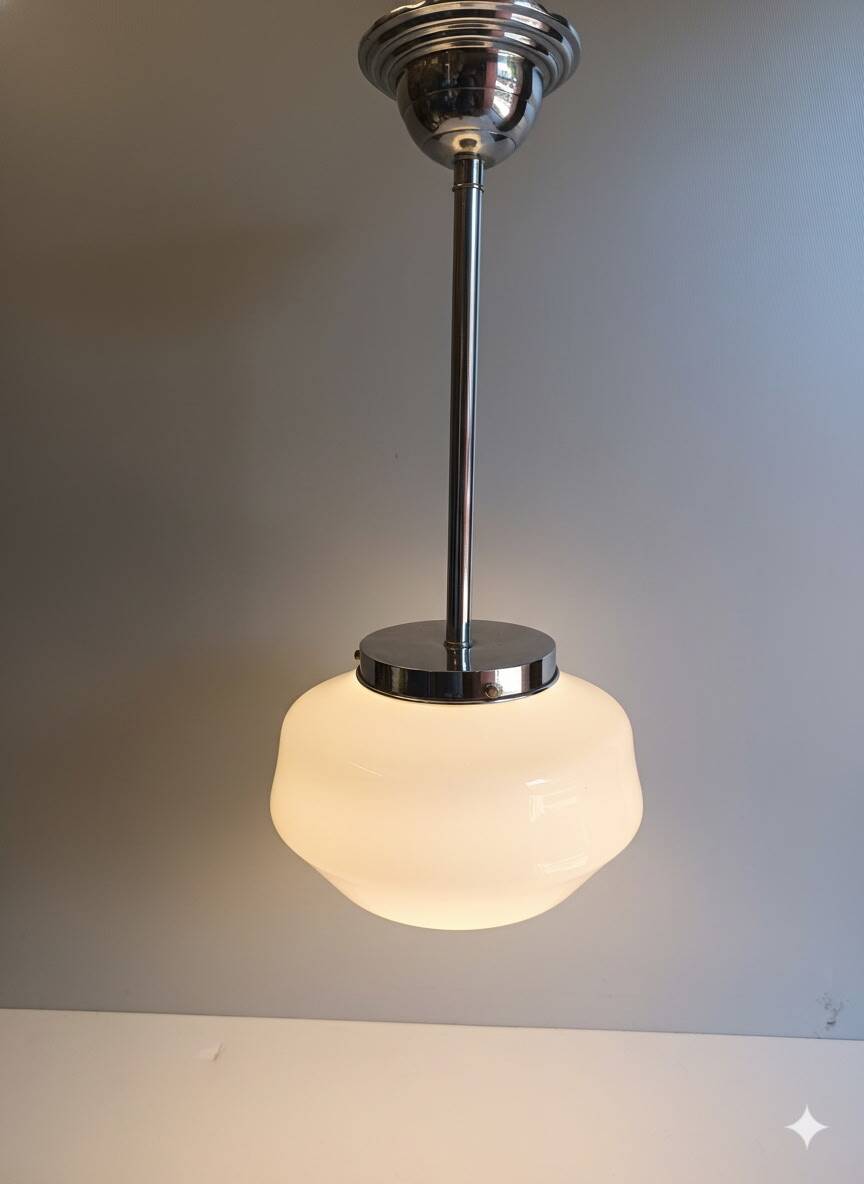 Lustre bistro - White opaline globe - 1950