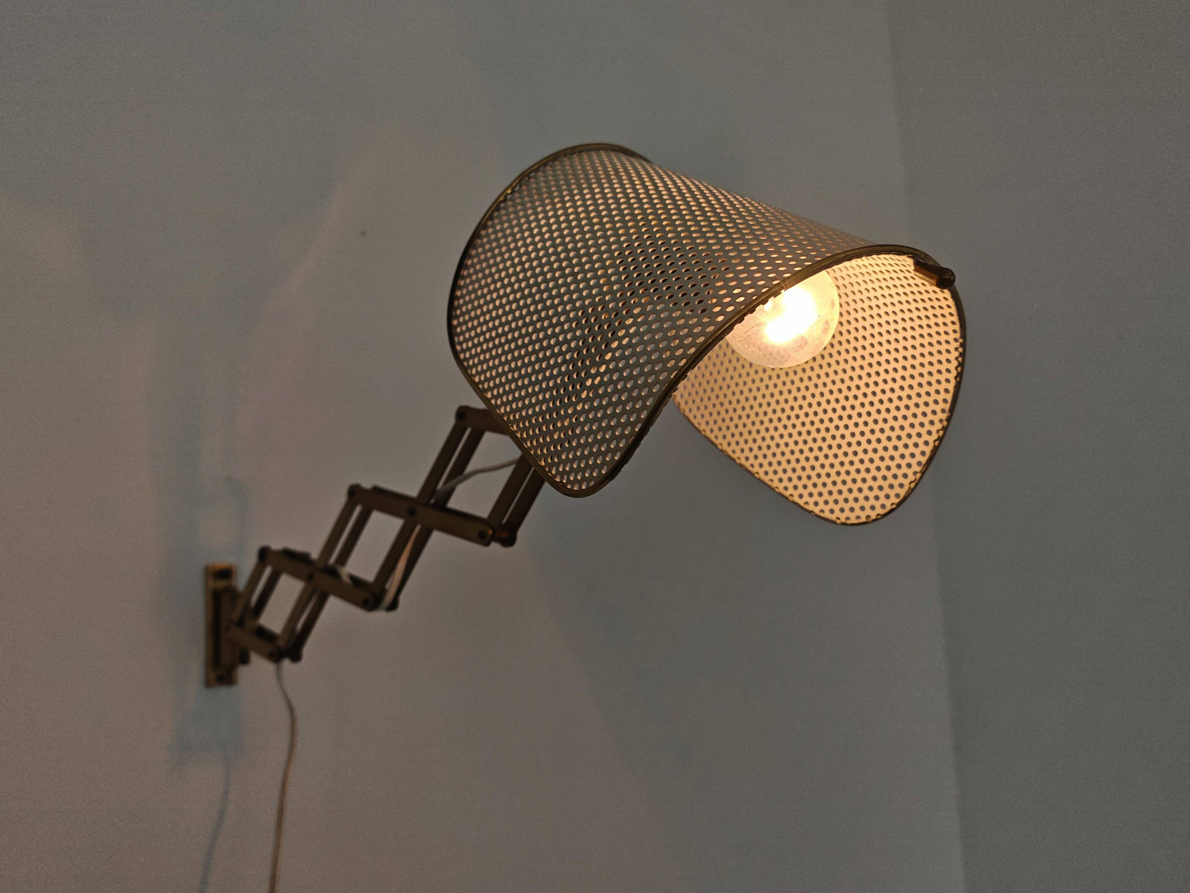 Pair of adjustable scissor wall lamps Mid Century Modern by Alfred Müller for AMBA