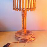Rattan lamp by Louis Sognot 1950s