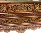Large antique chest / bed end in solid exotic mahogany wood. 19th century
