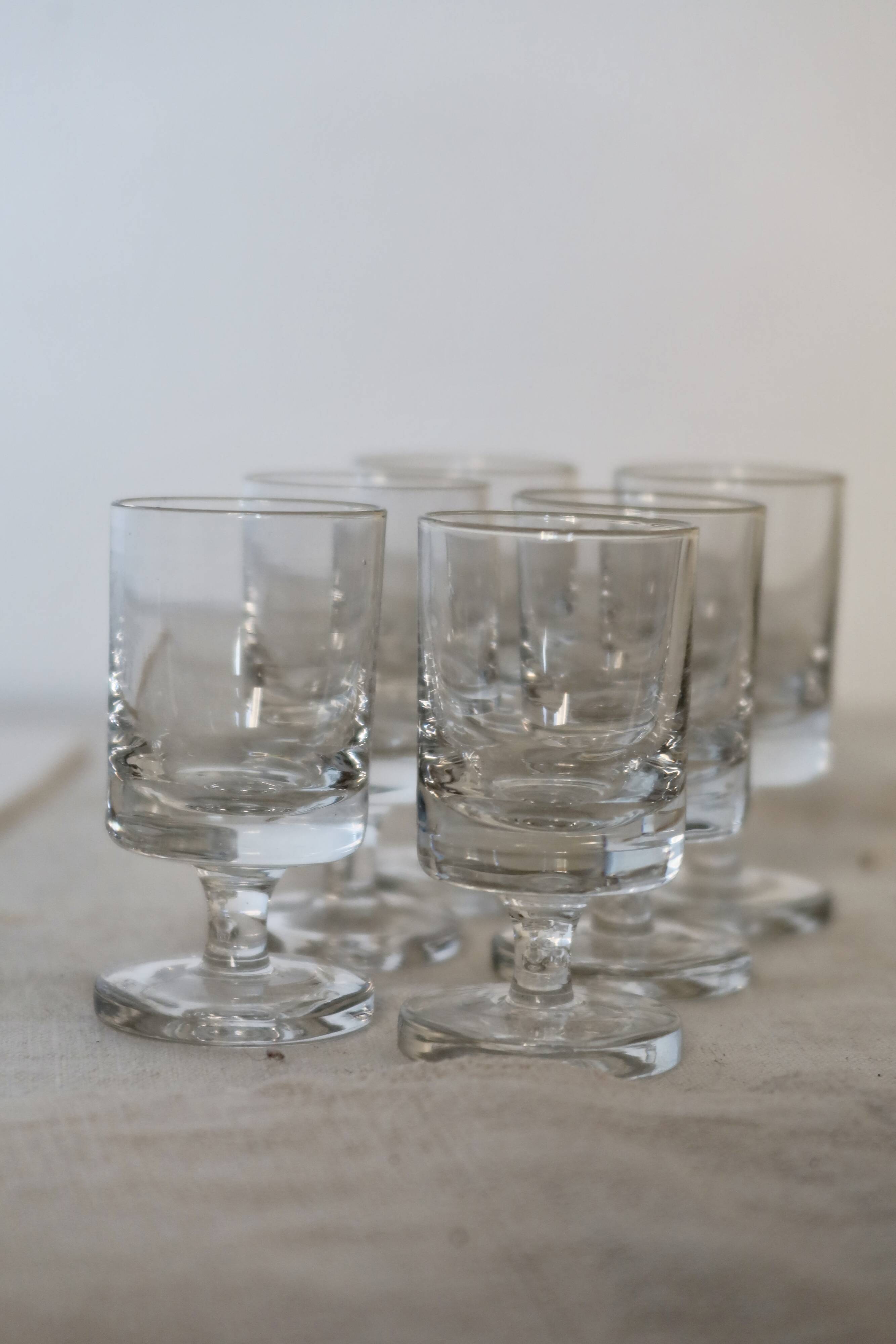 6 vintage Luminarc liqueur glasses, Sweden model - Clear glass
