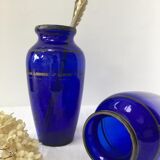 Apothecary bottle pharmacy early XX blue and gold