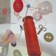 Paperweight sculpture block resin inclusions sewing design 70s