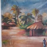 Tableau peint à l'huile et signé thème exotique