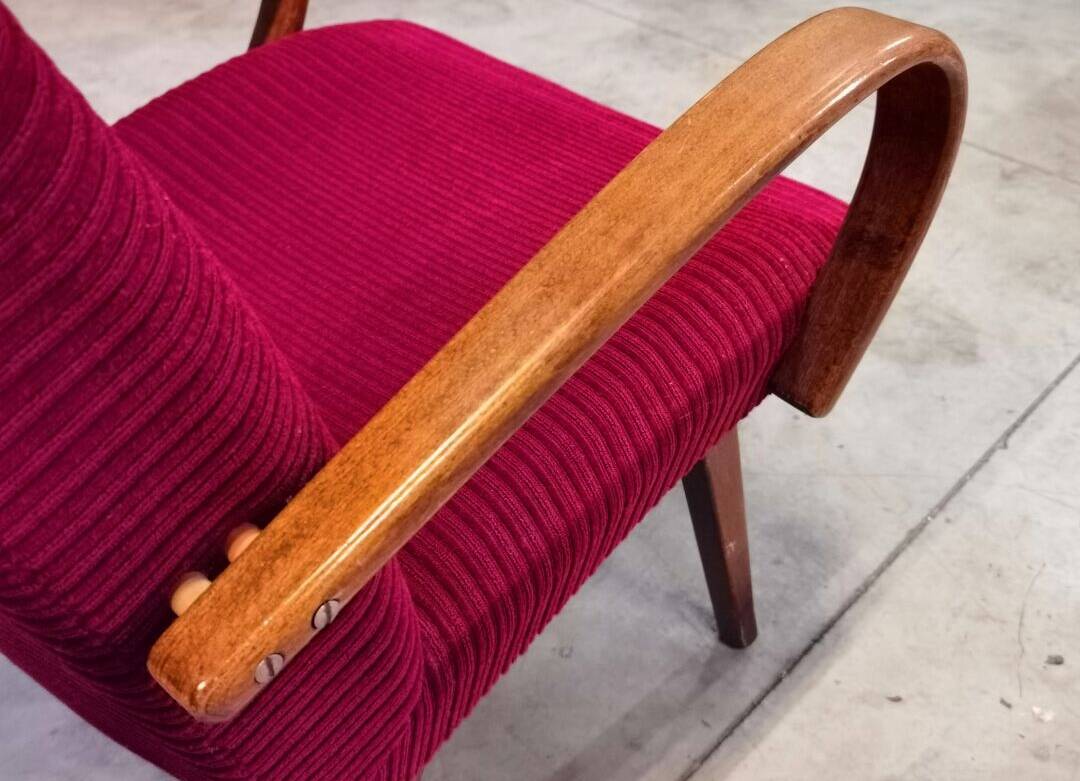 Pair of model 6951 corduroy armchairs by Jaroslav Smidek for Ton 1960