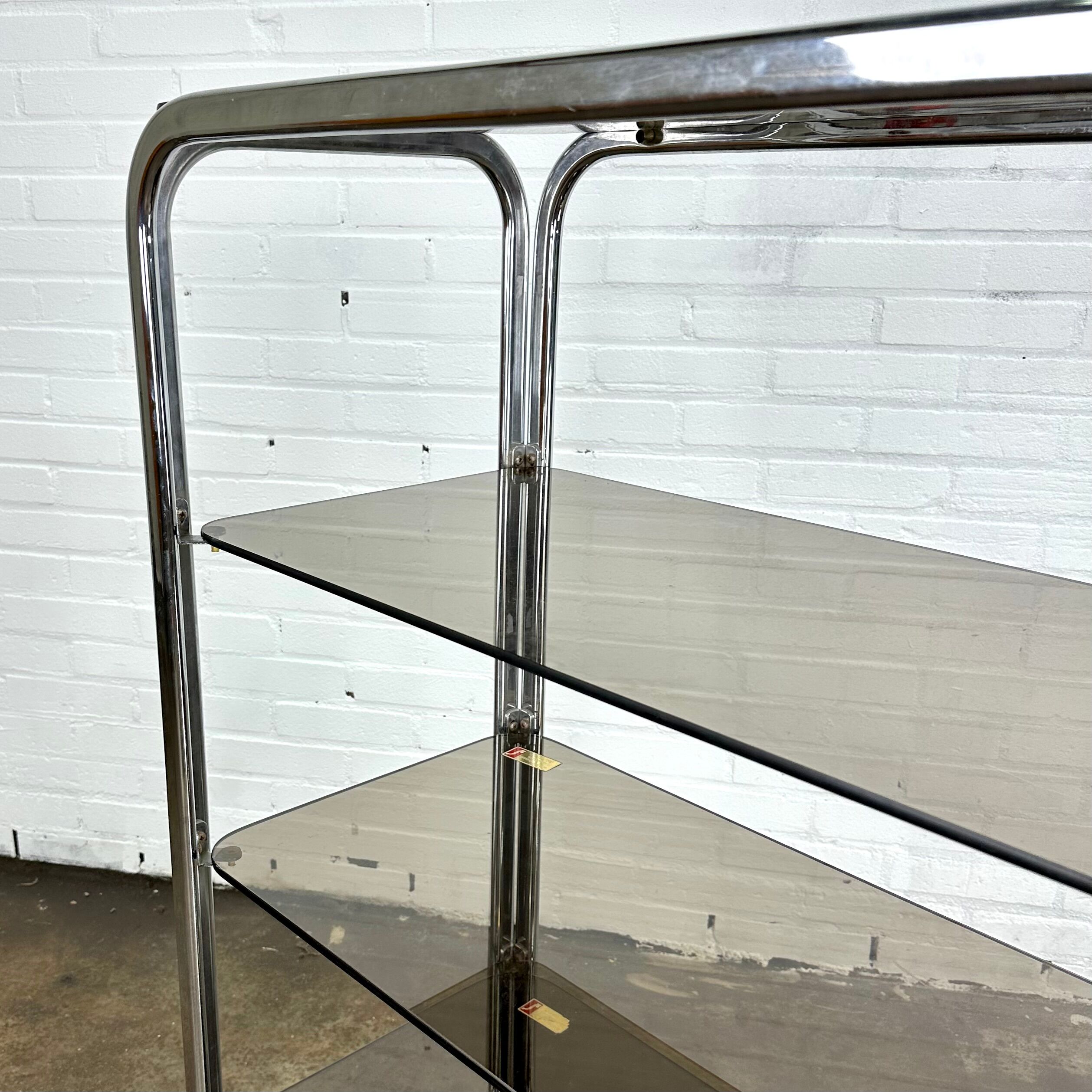 Vintage chrome rack with crystal smoked glass