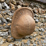 Vintage colonnial hat in woven rush