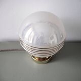 Pink iridescent glass lay lamp
