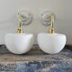 Set of two electrified white opaline wall lamps to nine