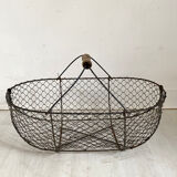 Panier en métal et bois ancien