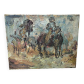 Peinture à l'huile impressionniste de chevaux