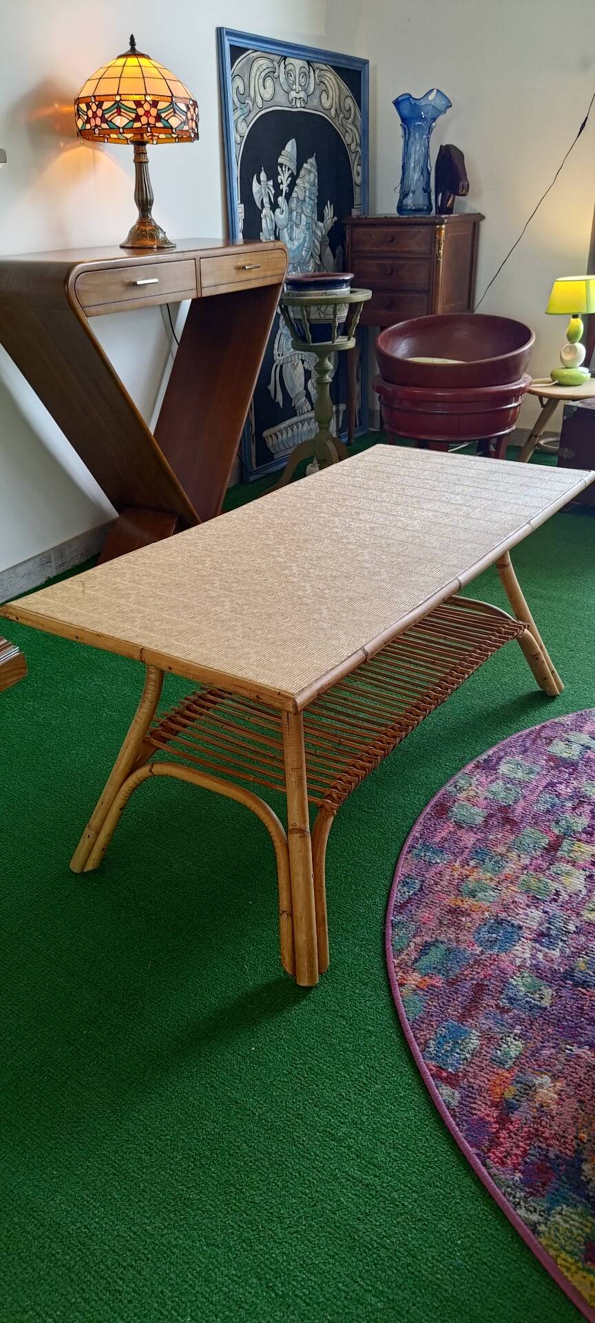 Bamboo rattan coffee table
