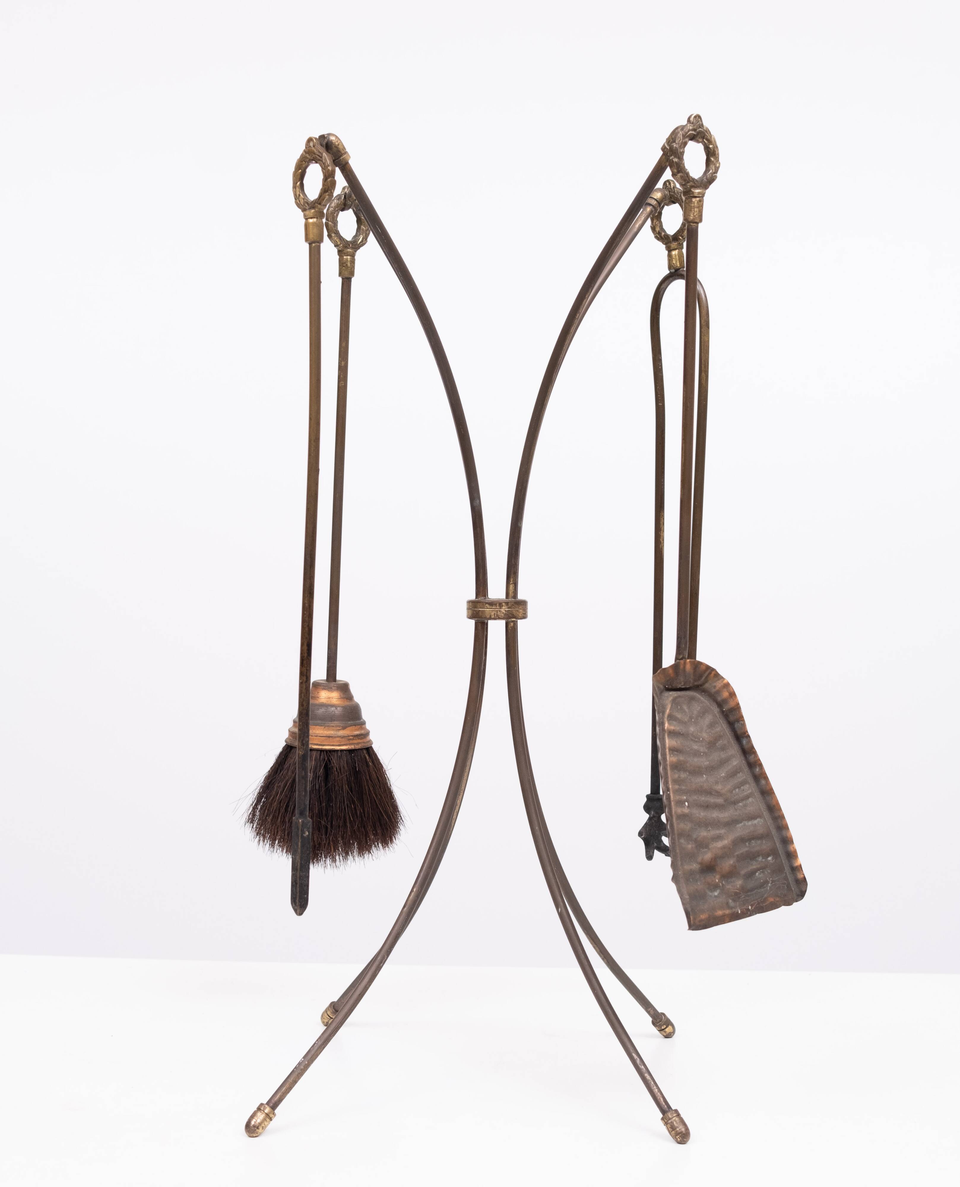 Elegant Brass Fireplace set 1950s France