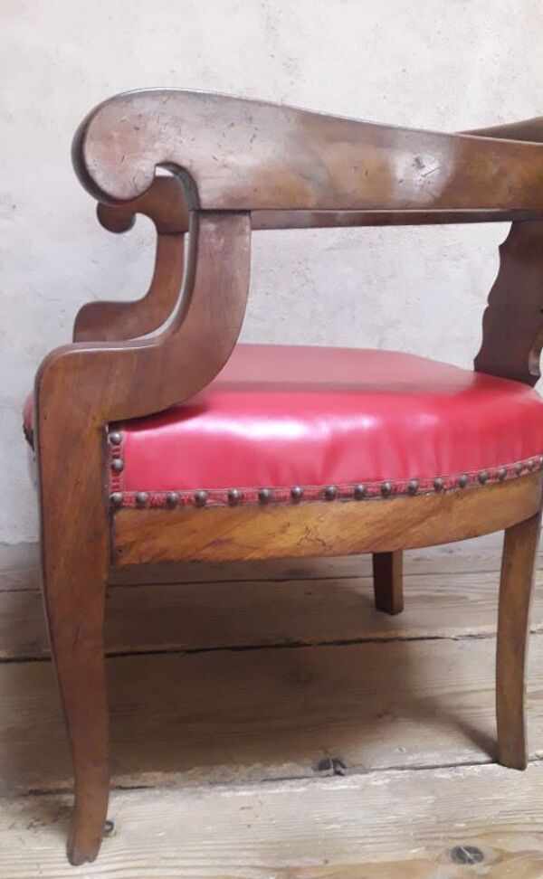 Fauteuil de bureau en noyer massif XIX°