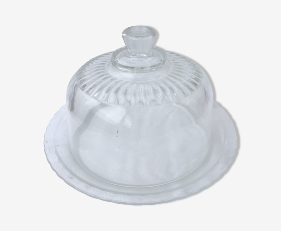 Cloche en verre et son plat