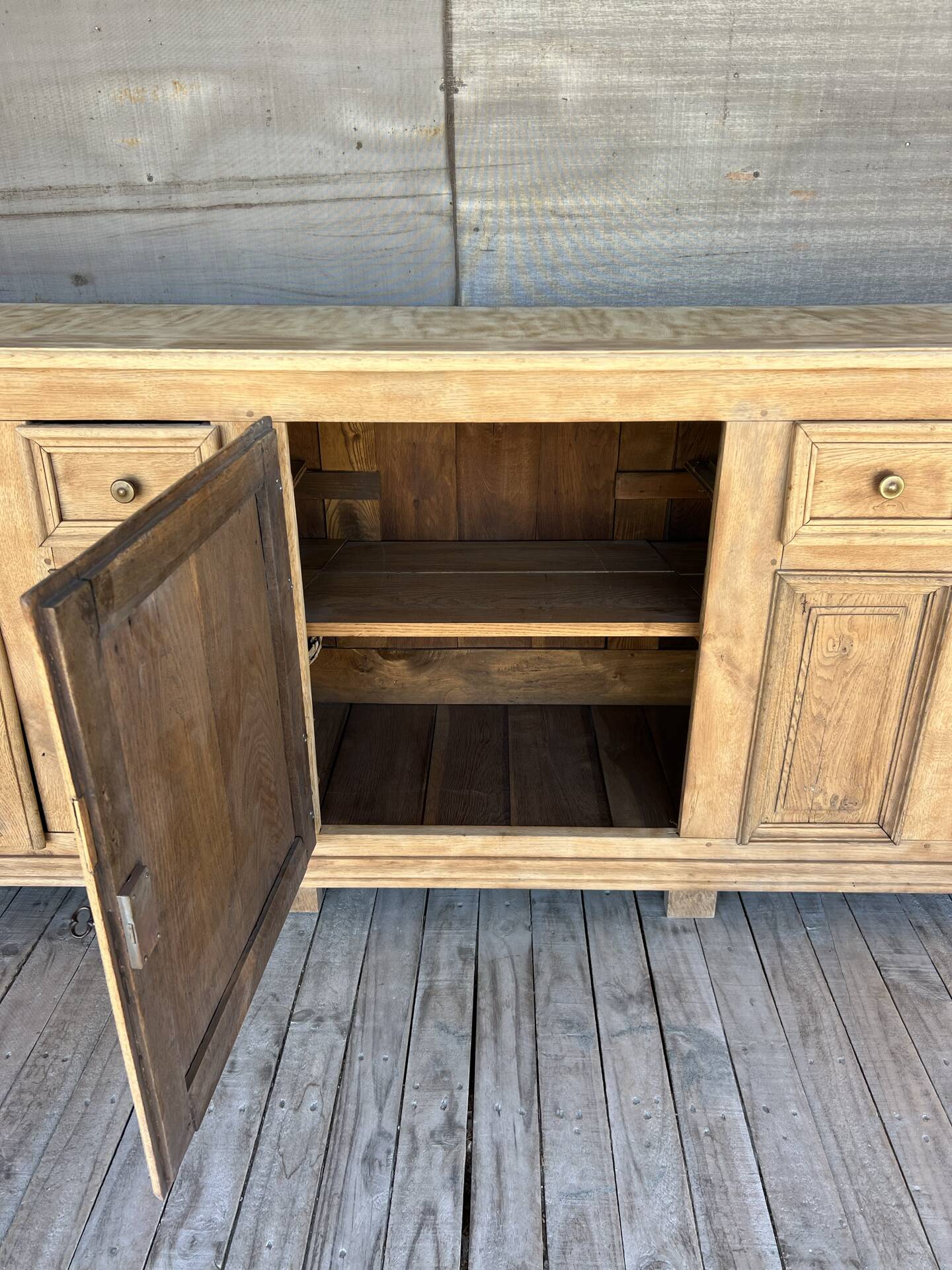 Old office furniture, raw oak wood.