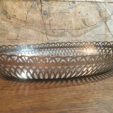 Openwork silver metal bread basket