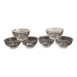 Set of 6 champagne glasses with gold edging and vintage star feet