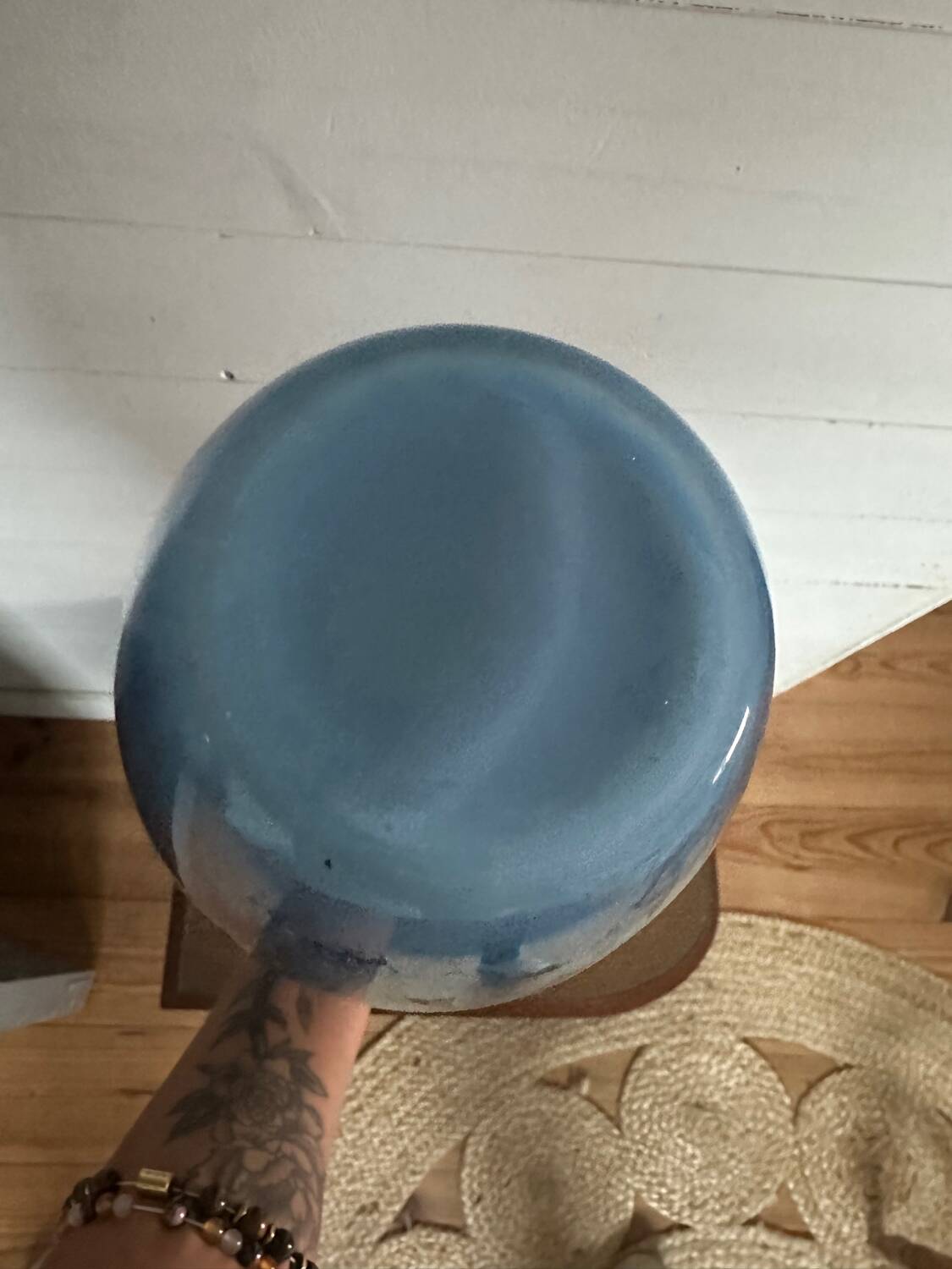 Large blue glass vase