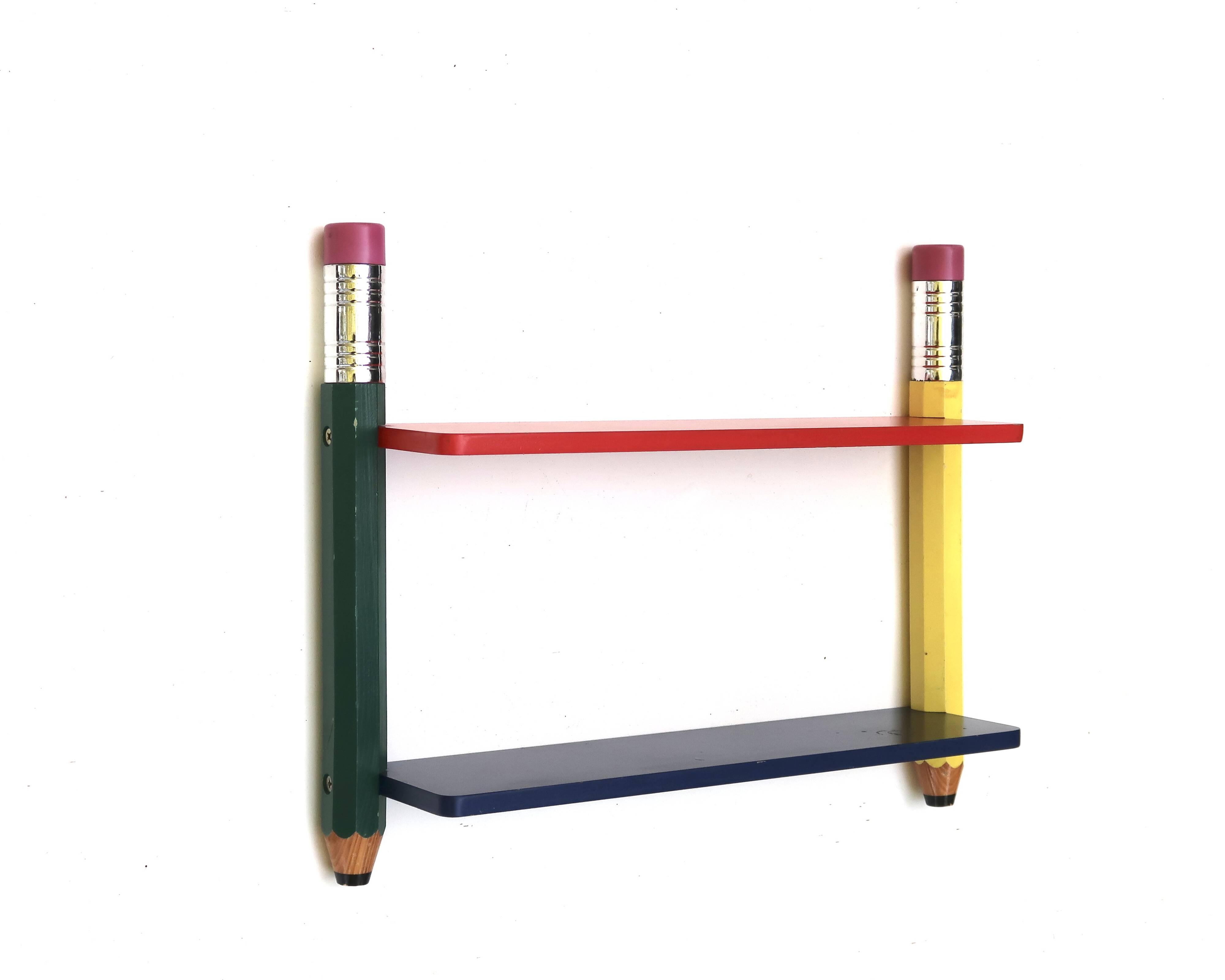 Wall shelf by Pierre Sala, 1980s Memphis Design in primary colours.