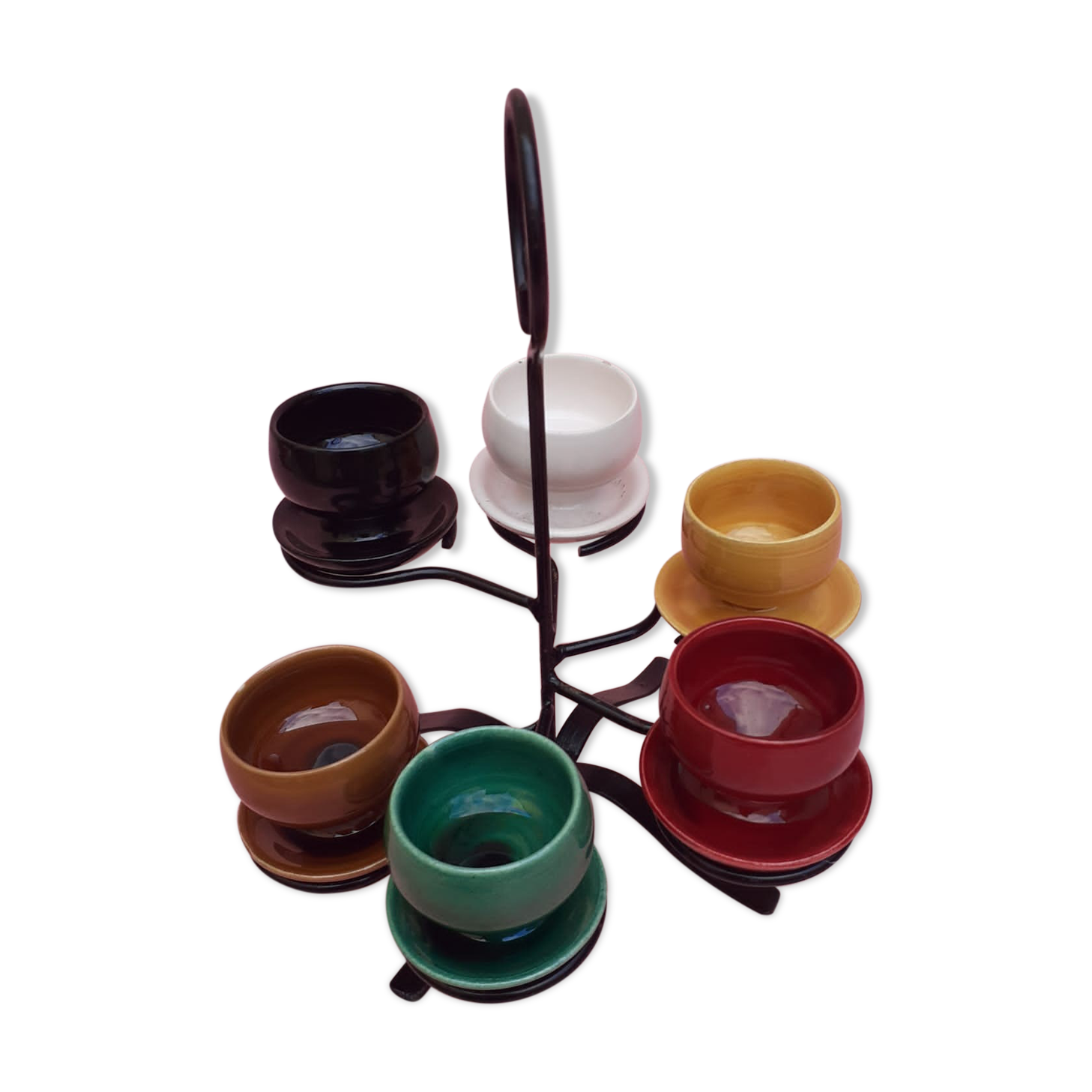 6 vintage coquetiers with their support