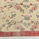 7x9 Yellow & Burgundy Floral Turkish Vintage Rug, 216x281Cm