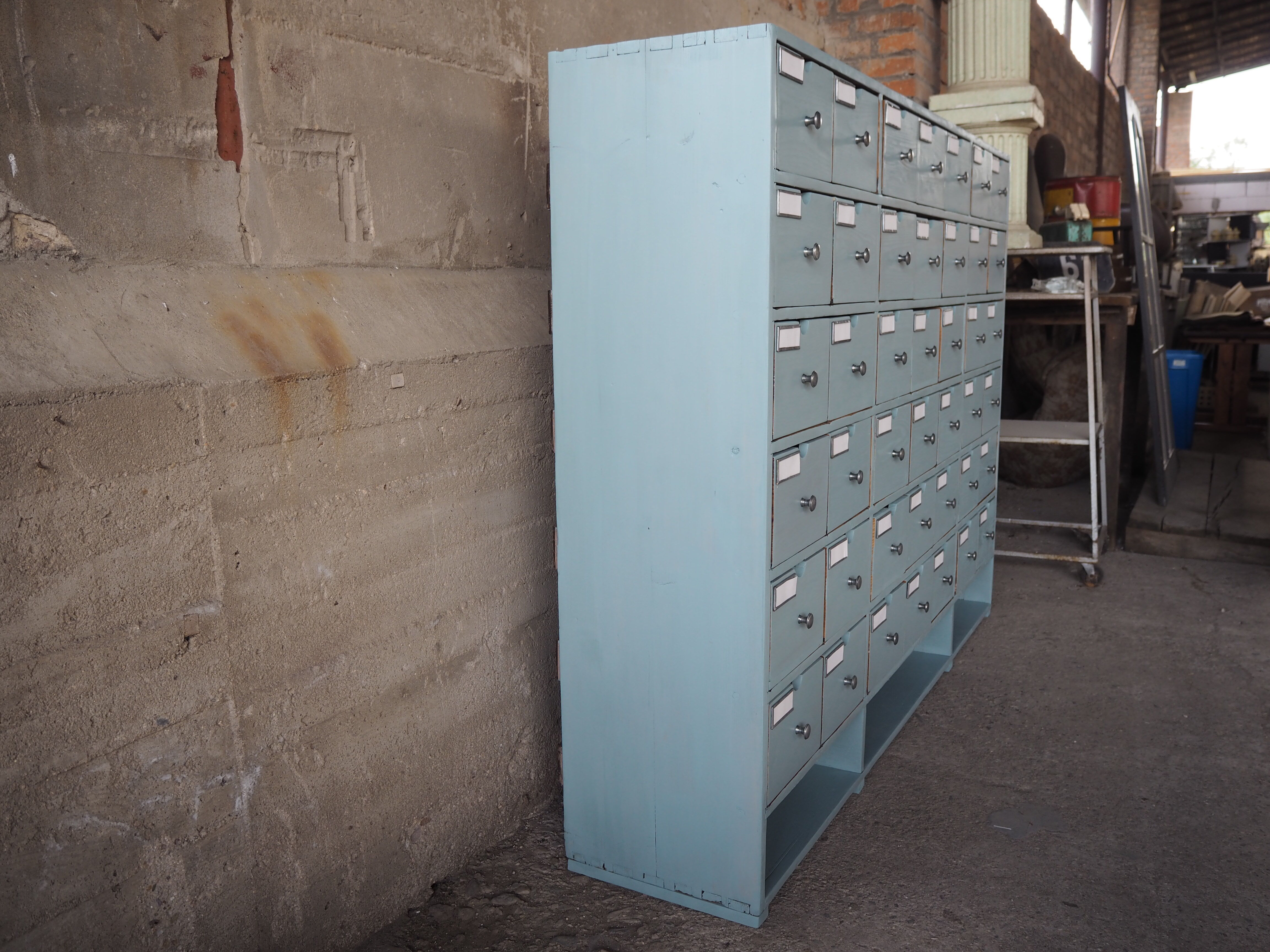 Vintage industrial wooden chest of drawers