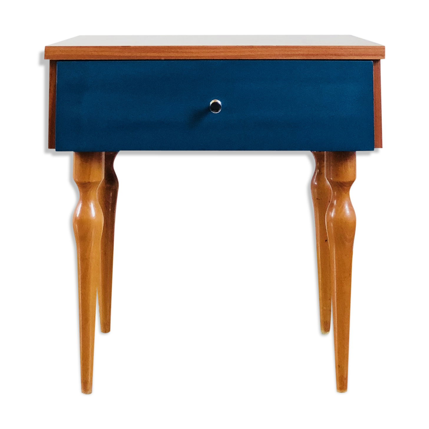 Electric blue vintage bedside