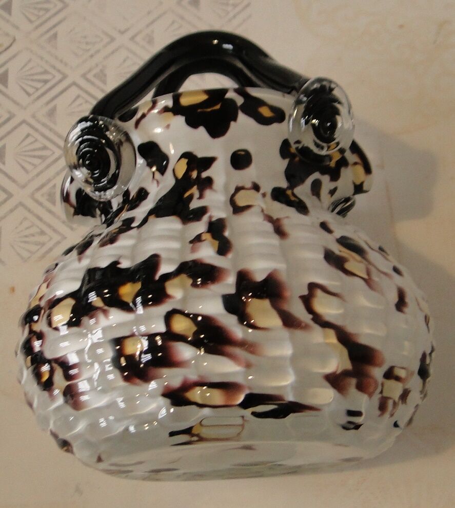 handbag basket vase hand blown Murano glass