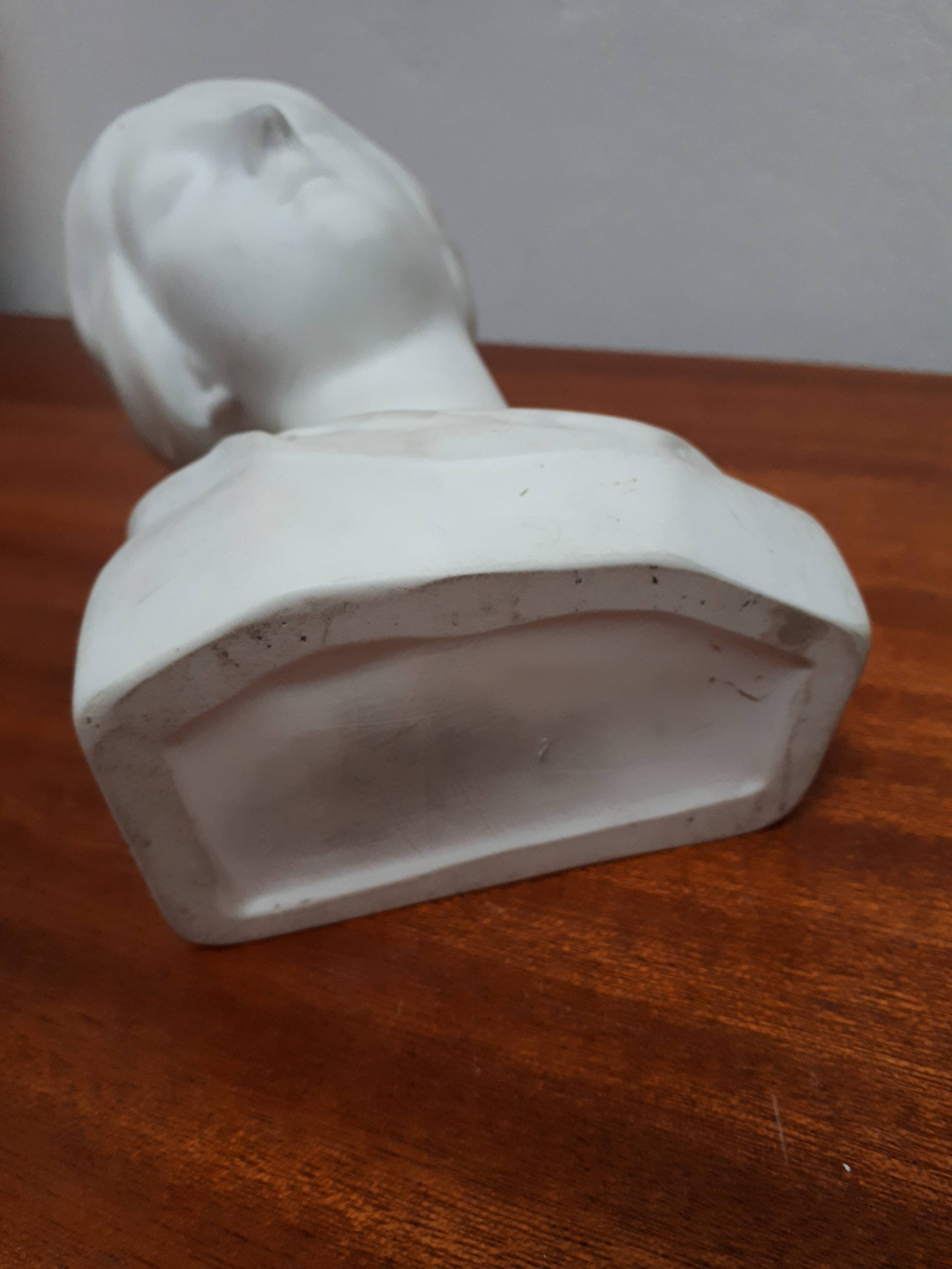 Bust biscuit porcelain Limoges young woman head after Donatello