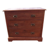 Commode 3 tiroirs noyer et laiton