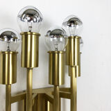 Brass Italian Stillovo Style Theatre Wall Ceiling Light Sconces, Italy, 1970s