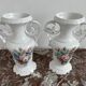 Pair of large 19th century church vases in painted white Paris porcelain
