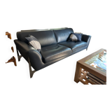 3-seater navy blue leather sofa Ligne Roset model Réflexion