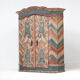 Armoire de mariage peinte en art populaire rustique exceptionnel de 1784