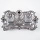 Decorative Art Deco table set – metal tray with glass flacons, European craftsmanship