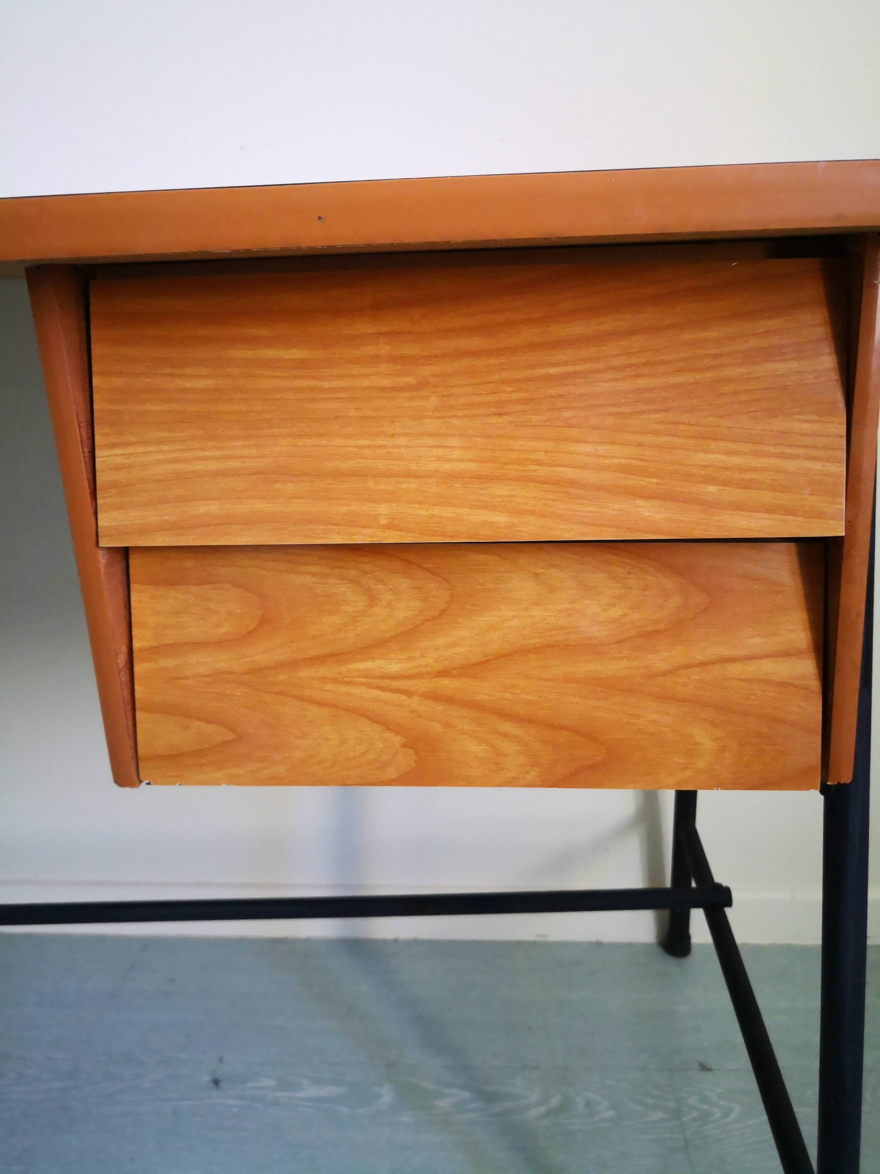 Scandinavian desk, 80s wood and metal