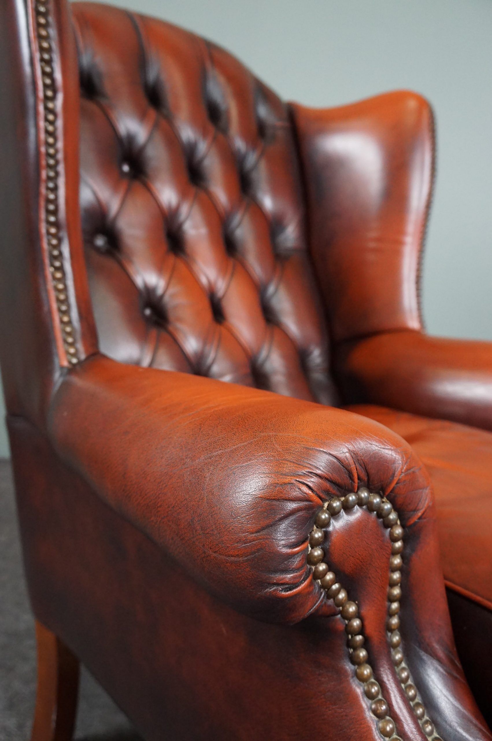 Fauteuil Chesterfield en cuir de vachette