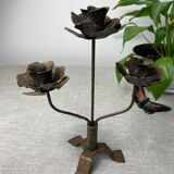 Rose shaped metal candle holder