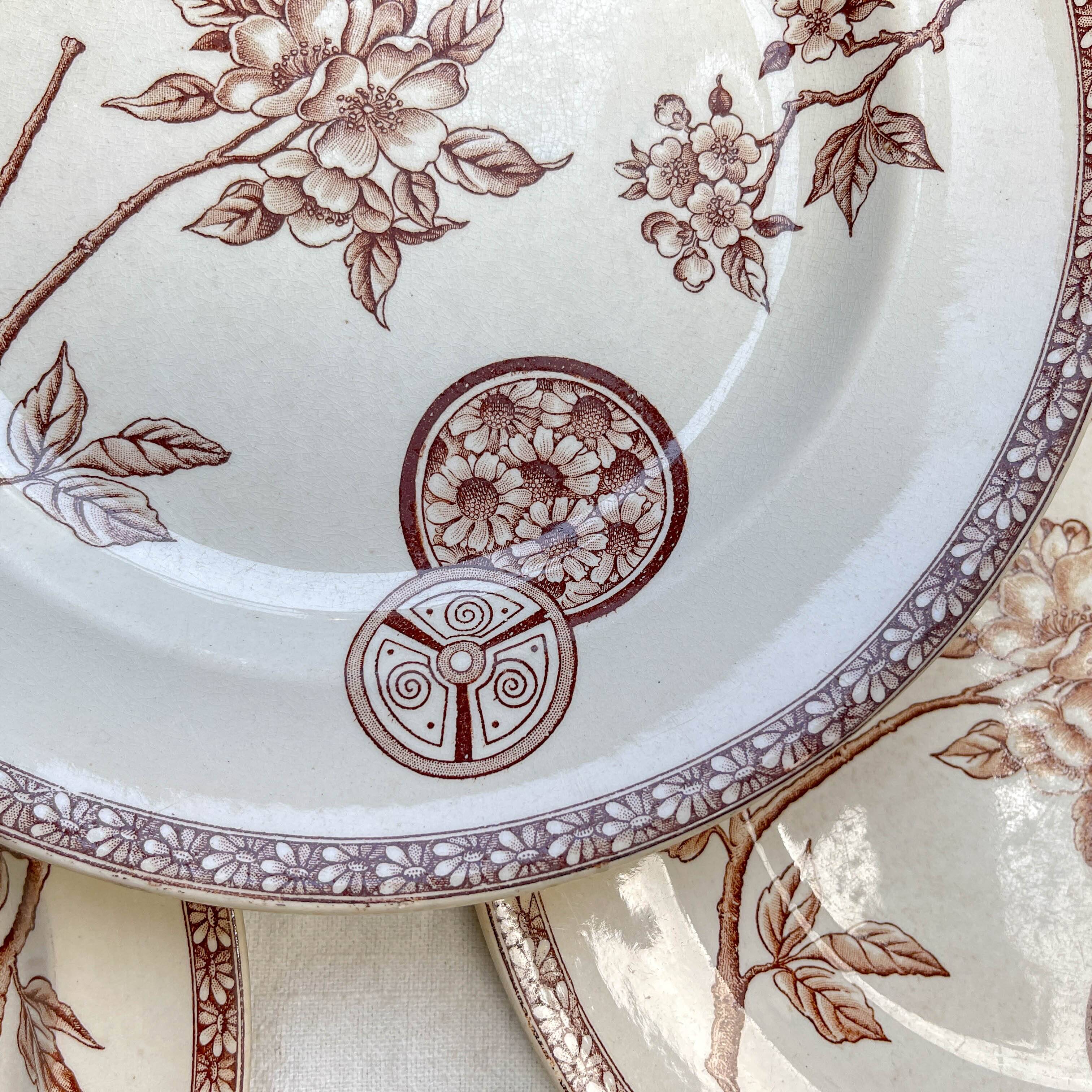 5 large old plates in brown ironstone - Grand Dépôt Paris