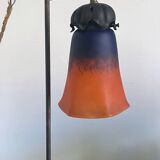 Lampe de notaire réglable Tulipe verre marmoréen 1900