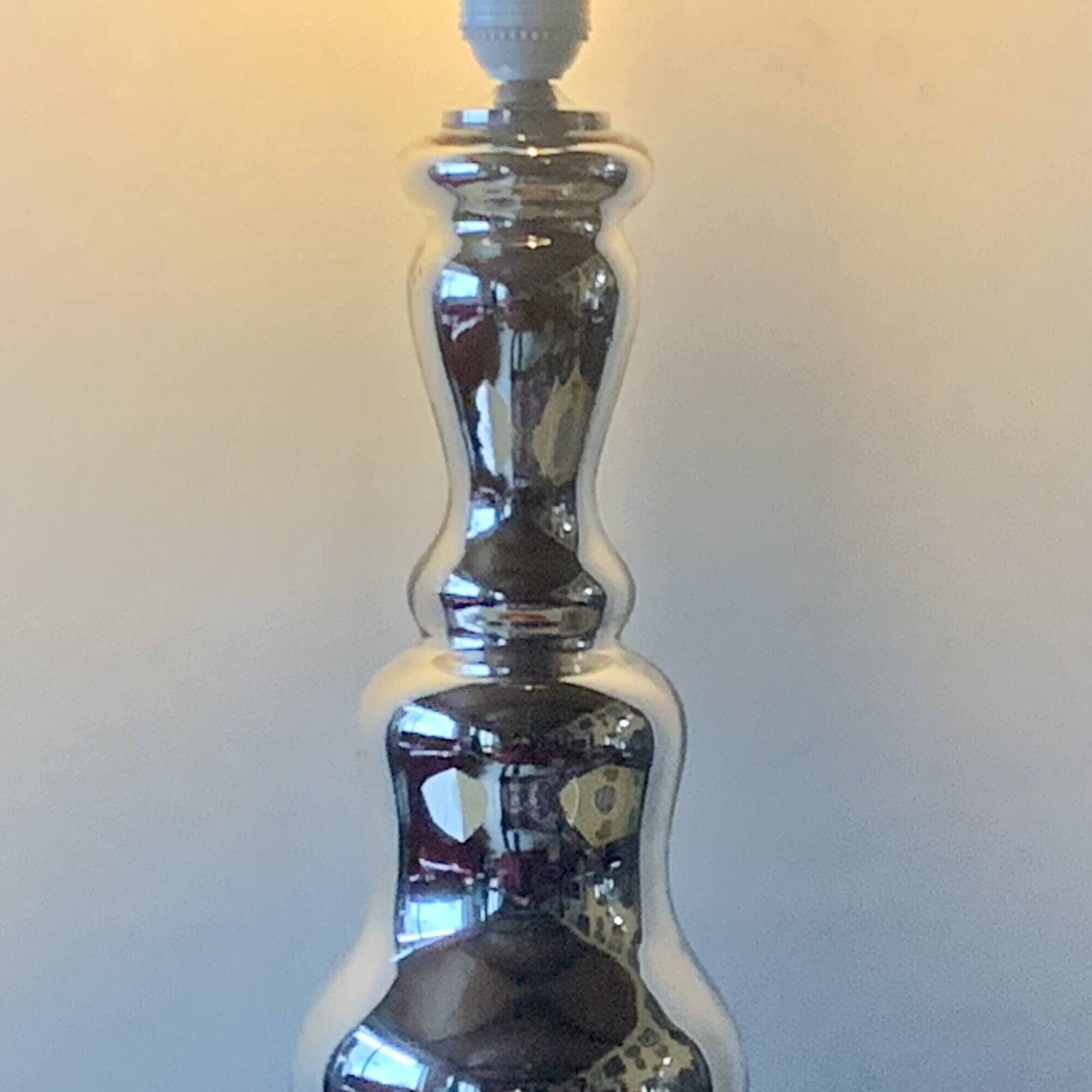 Grand pied de lampe vintage en verre mercuré - 1960.